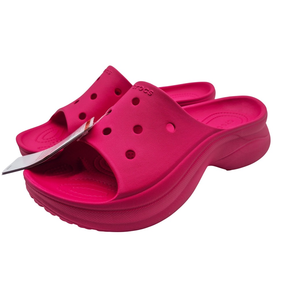 CROCS Pink Bae Women's Size 10 Platform Wedge Slide Slip On Sandals Shoes